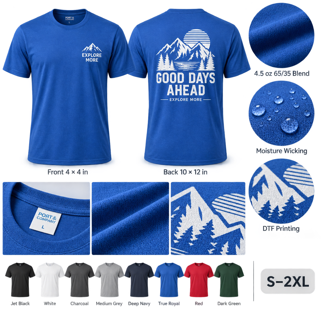 Custom Contractor Performance Tee PC381 sizes and specifications