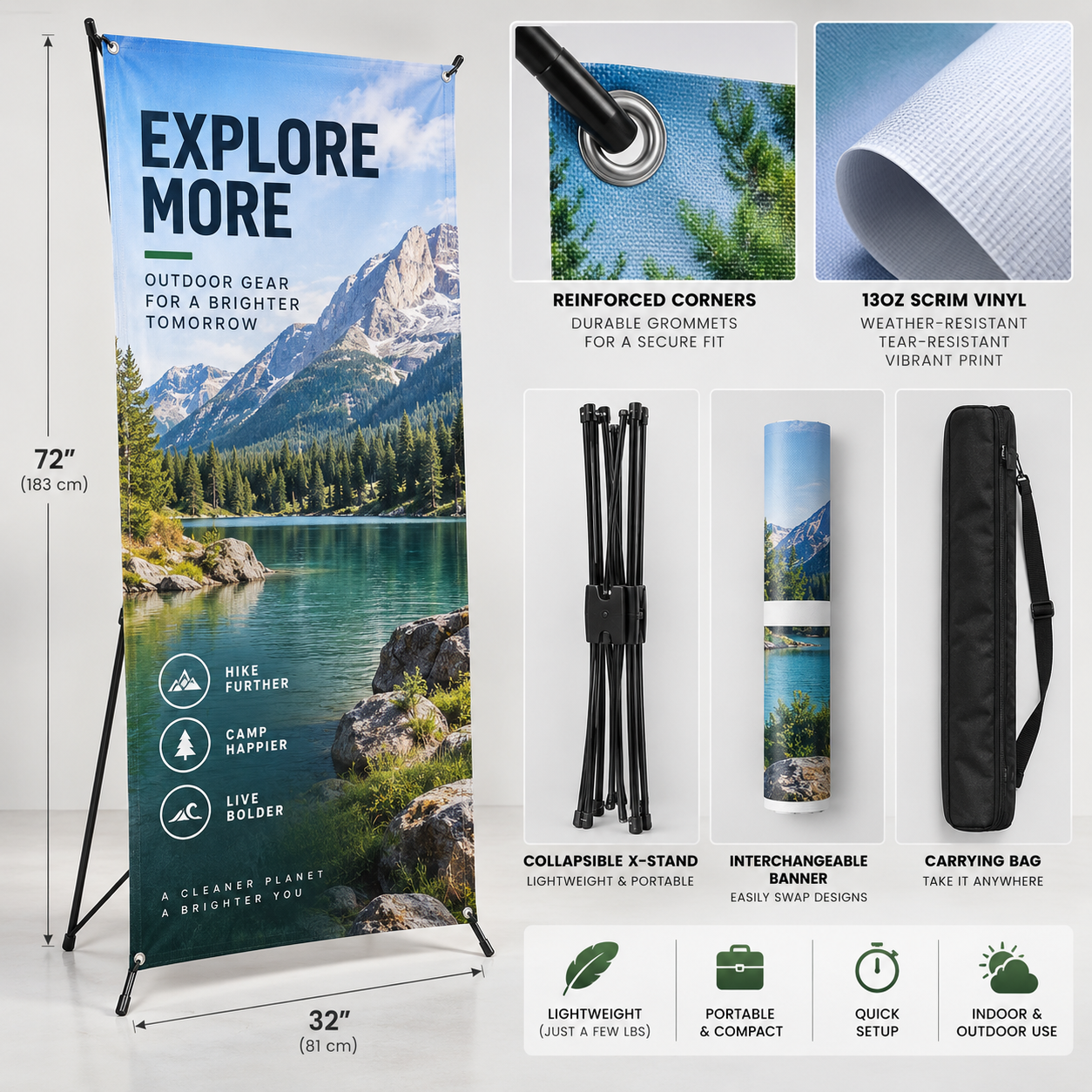 Outdoor Banner and Stand Package sizes and specifications